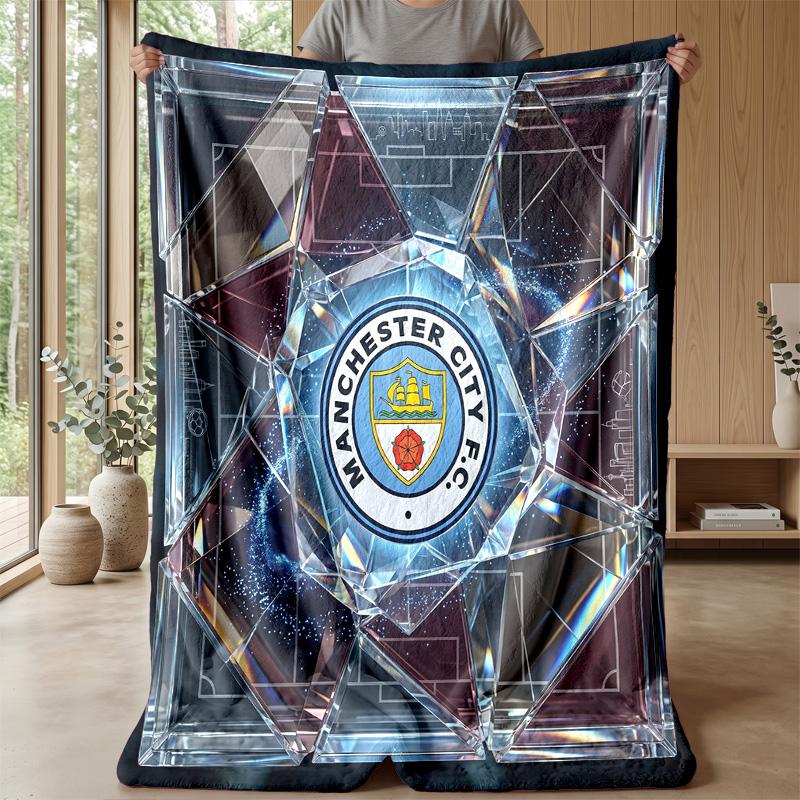 Couverture sur le thème de Manchester City Couverture douce en flanelle Couverture jetée pelucheuse Couverture douillette pour canapé et lit pour la décoration de la maison
