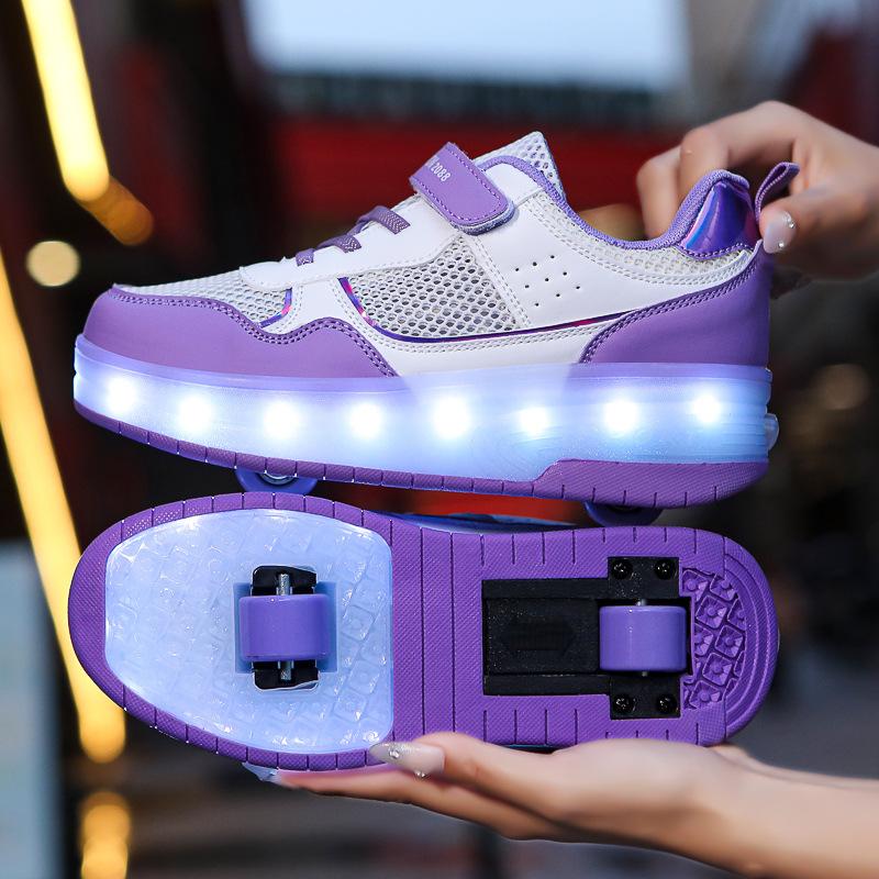 

Children s Inline Skates Walking Shoes with Wheels And Lights Middle And Large Children s Retractable Flight Shoes 40