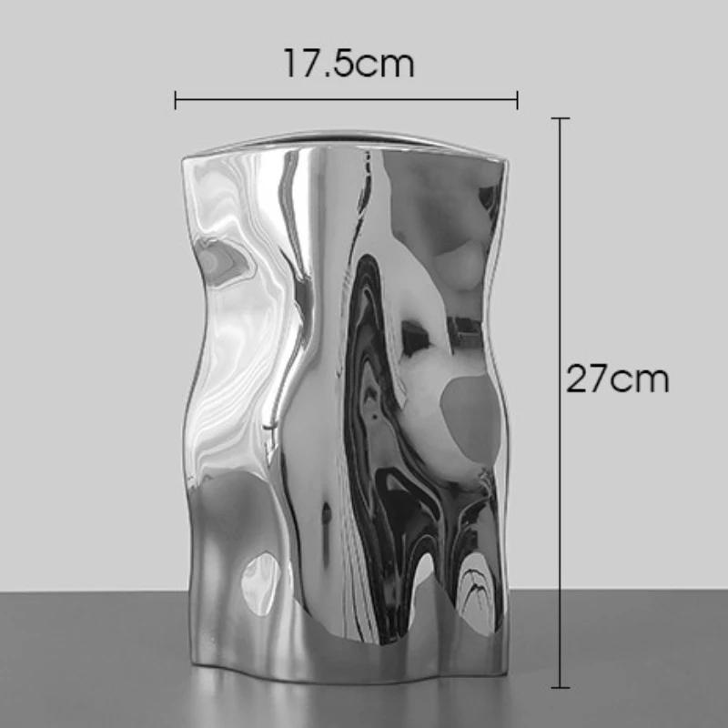 Luxury Morden Flowers Vase Home Decoration Silver Designer Vase Room Decor High-end Accessories Table Decoration Gifts