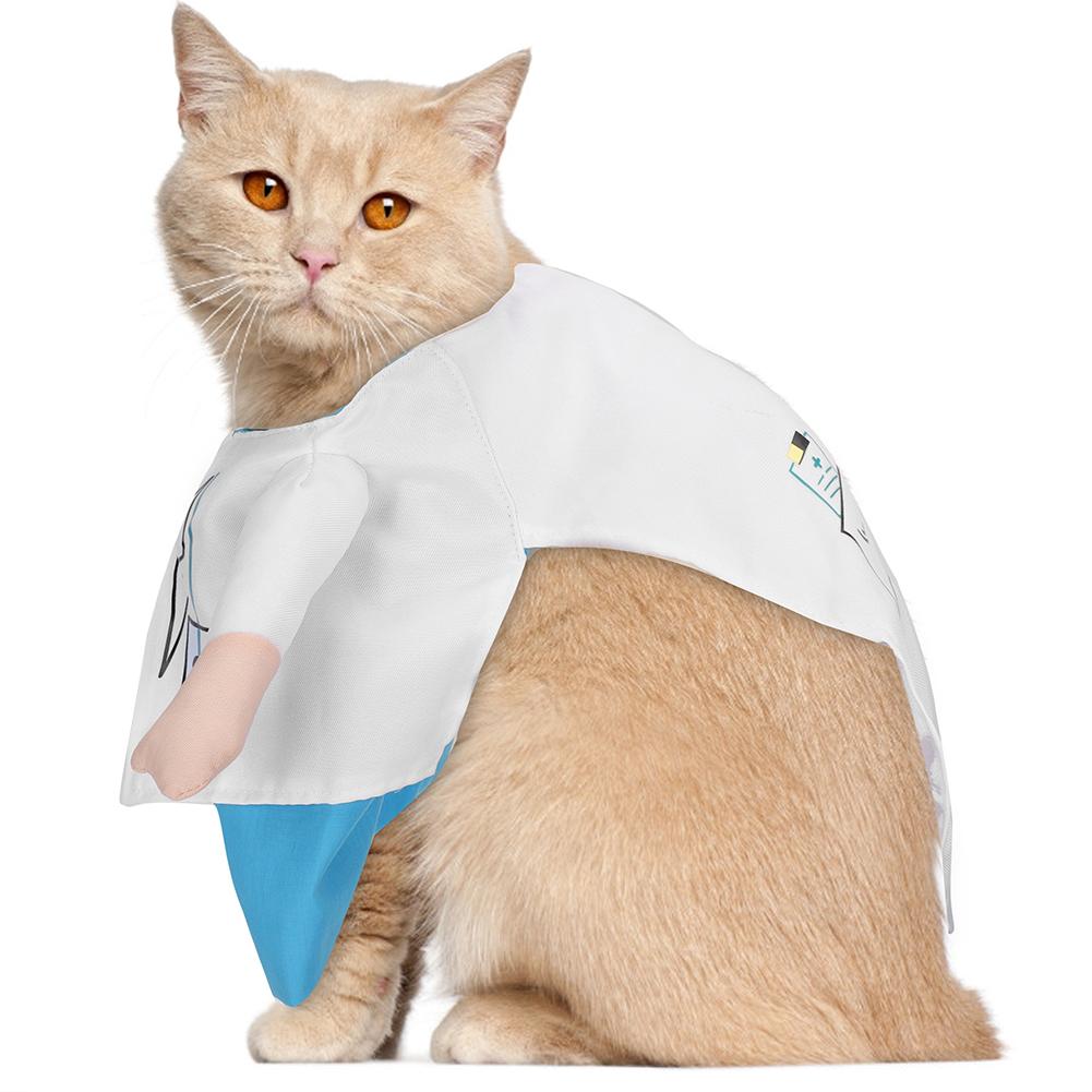 Cute Funny Cat Clothes Doctor Suit Dressing Up Costume Clothing Pet Supplies(White Type 4)