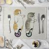 1 Pcs Dining Table Mats Cute Funny Cat Pattern Kitchen Placemat Drink Coasters Western Pad Cotton Linen Cup Mat Table Dining