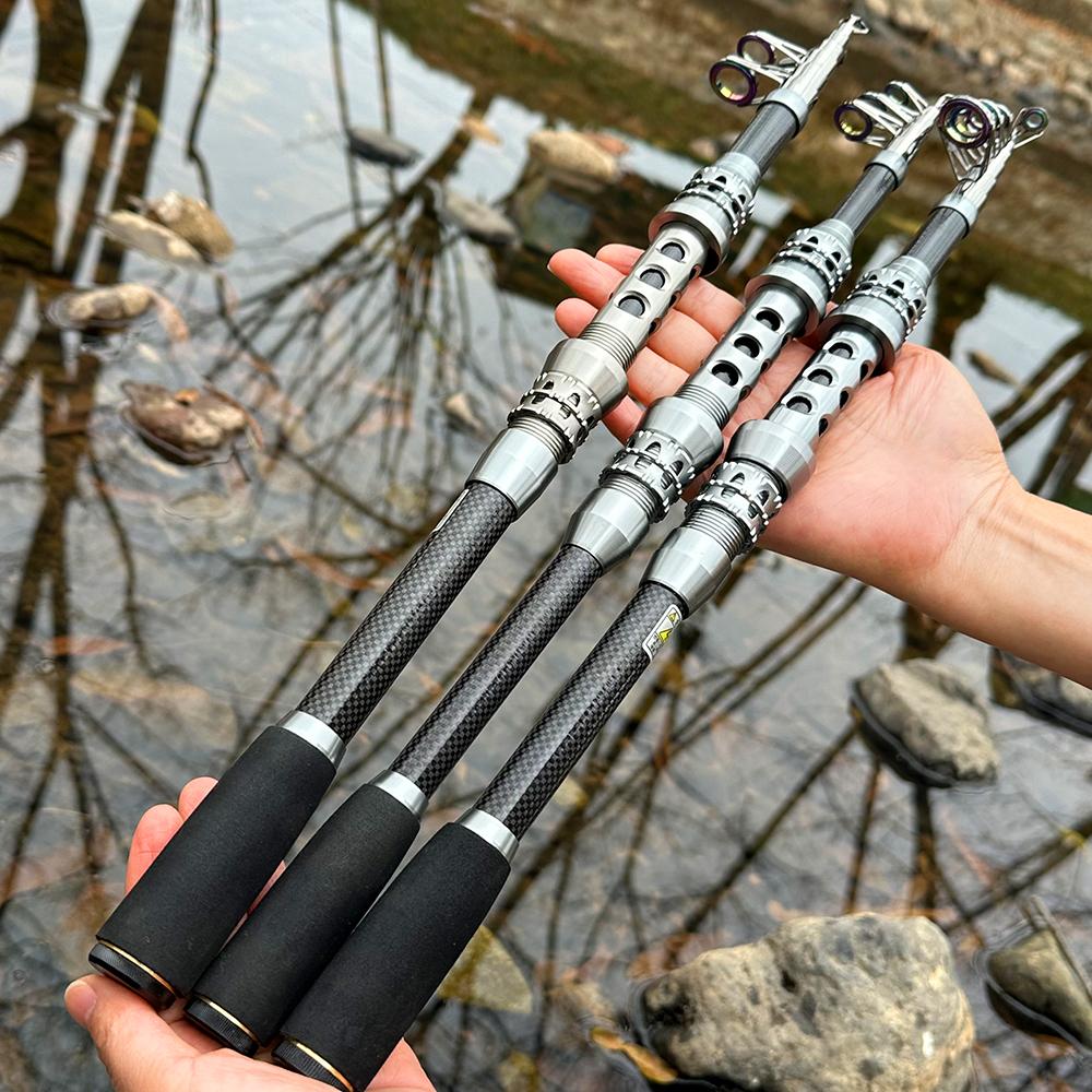 Mini Portable Carbon Fiber Sea Fishing Rod Long Throwing Rod 1.8-3.0m Telescopic Fishing Rod Super Hard Fishing Rod Sea Fishing Tackle Set