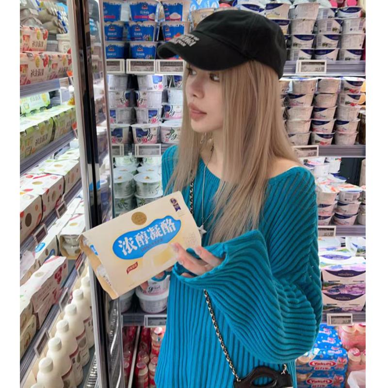 Pit Strip Micro-perspective Lazy Sweater Sweater Women, Loose and Thin In Autumn, Hollow Long-sleeved Top Comfortable 6985#