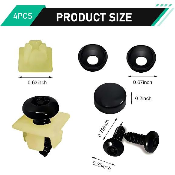 WZP 4 Set Anti Theft License Plate Screws Kit, Rustproof Stainless Steel Tamper Proof License Screw, M6 (1/4") Car Tag Plate Mounting Hardware,