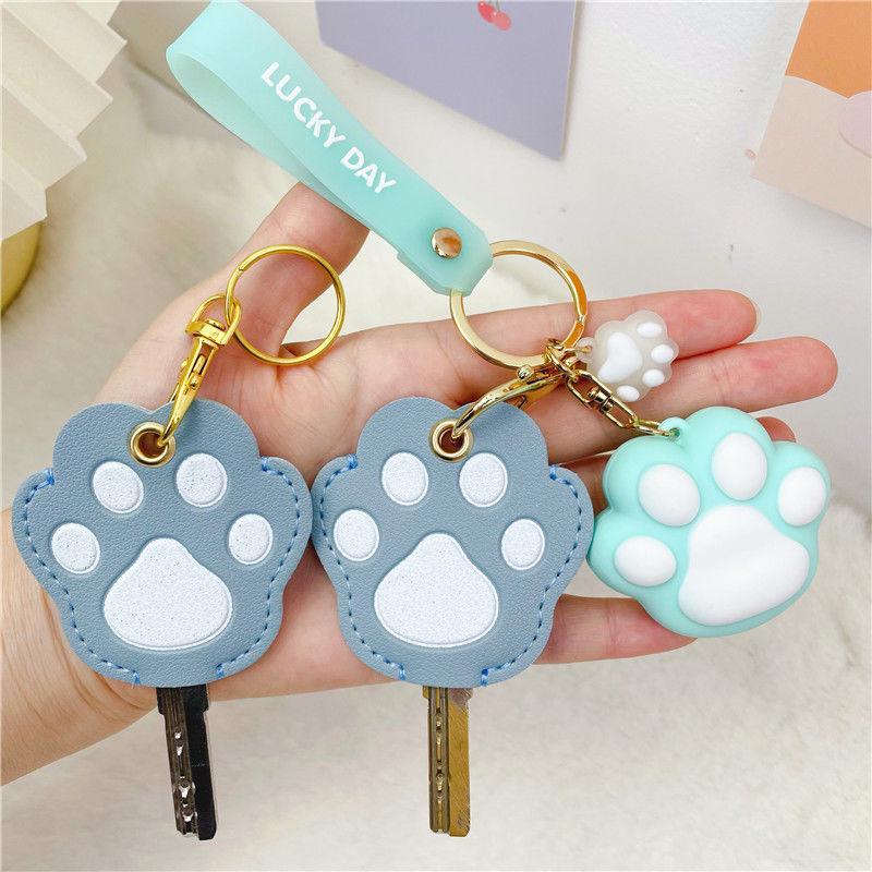 Personalized Cat Paw Keychain: Cute Women's Access Card Holder & Key Cover for Home and Vehicle