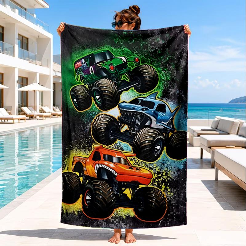 Mon-ster Truck Abenteuer Strandtuch, Super Weiche Mikrofaser, Perfektes Geschenk für Sie/Ihn, Geburtstag, für Pool, Strand, Reisen, Dekoration Strandparty