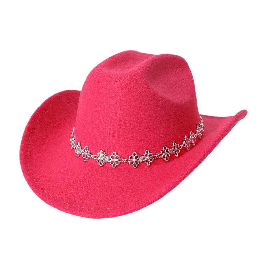 Western Cowboy Top Hat Tibetan Chinese Knot Casual Top Hat Festival Party Felt Hat