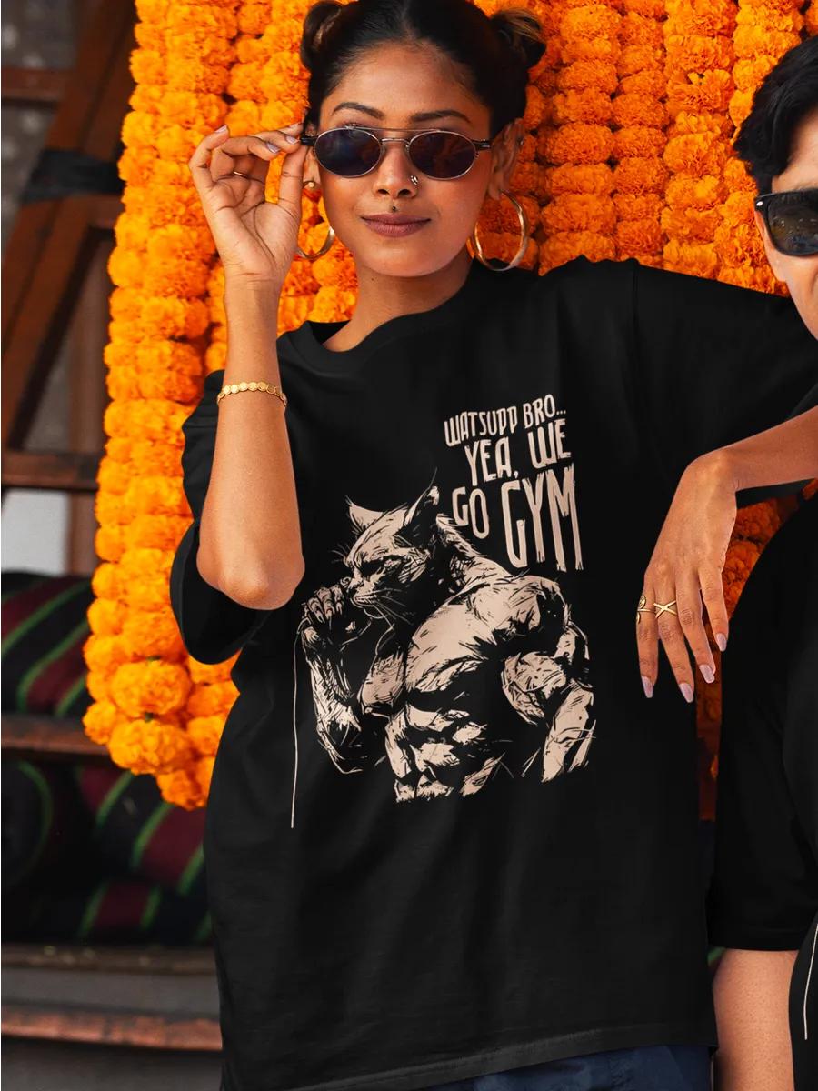 

Oversized T-shirt with print for gym and workout S