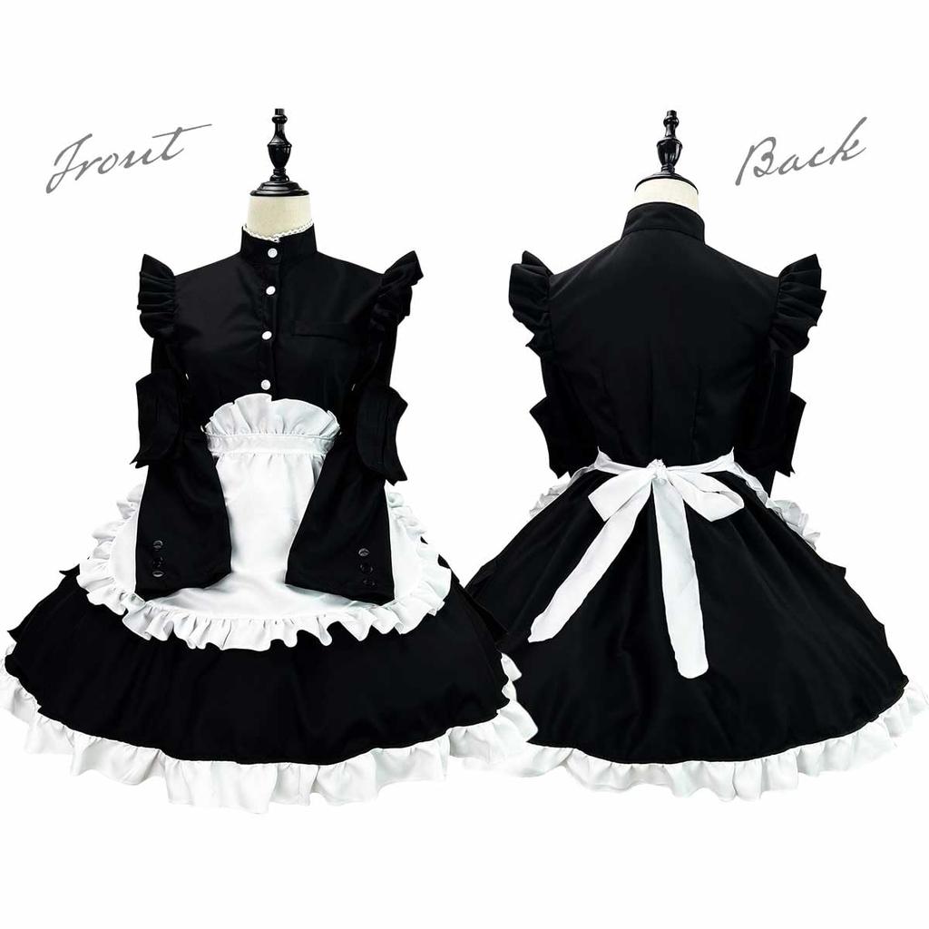 Maid Chinese Halloween Maid Chinese Long Plus Sizes [monoii] Outfit, Dress, Cosplay, Costume, Sleeved,