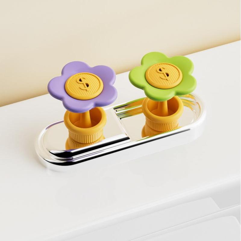 Handle Toilet Press Button Flower Shaped Press Tank Push Switch Toilet Bathing Room Decor Water Press Flush Button Tools