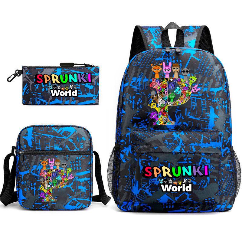 Rhythm Box Student School Bag Backpack Male Female Junior High School Three-piece Large Capacity School Bag