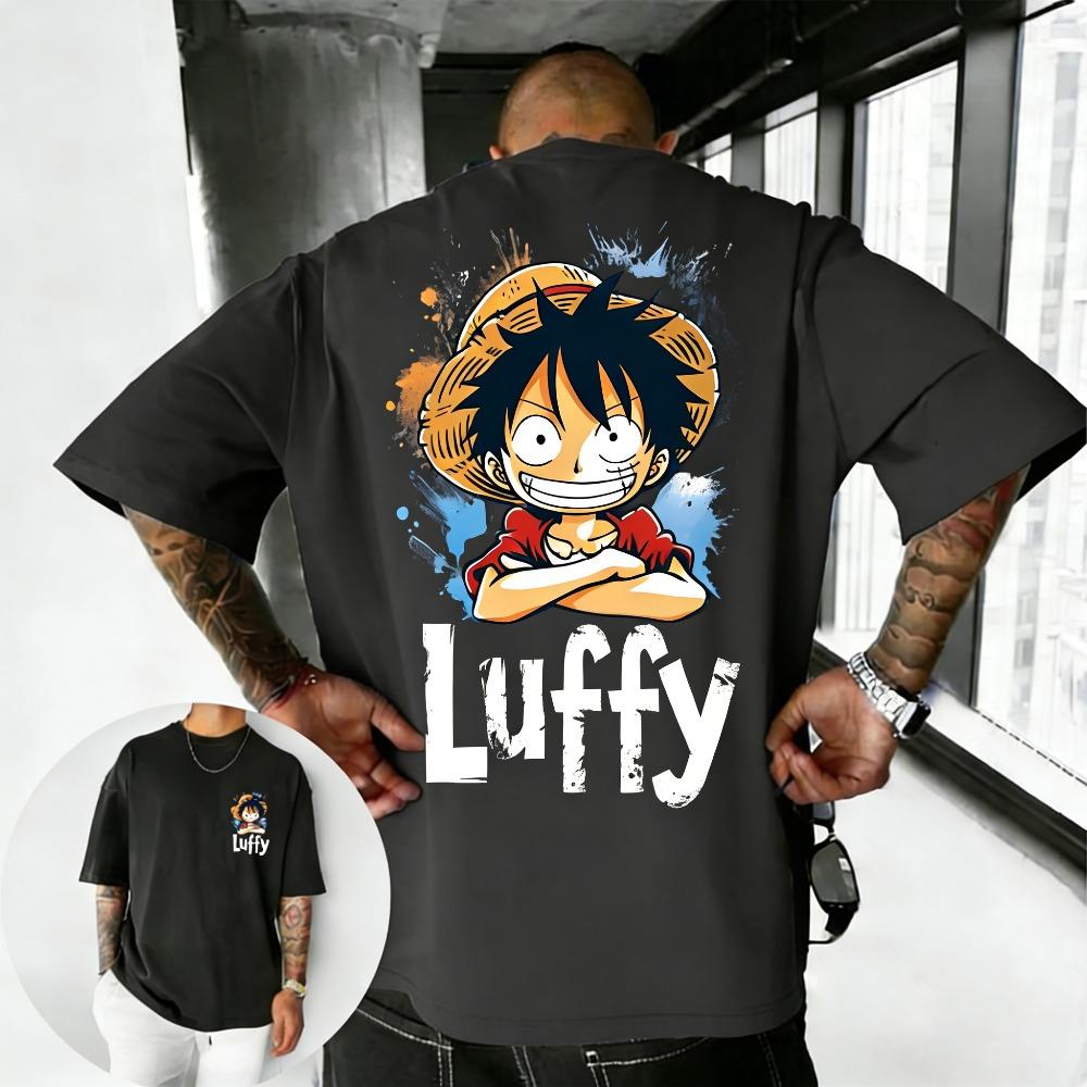 Summer Plus Size One Piece Anime Printed Men and Women Tshirt Casual Parent Child Top Fashion Harajuku Style Street Wear Y2K