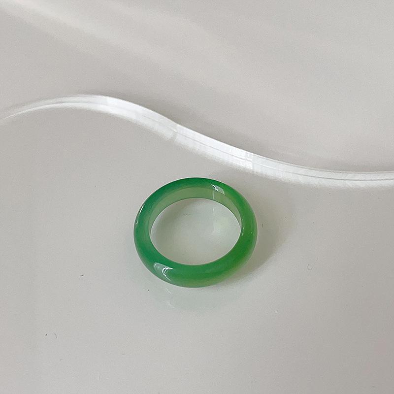 Transparenter Chalcedon Bambus Metallring Damen Nische Retro Persönlichkeit Schlicht Vielseitig Temperament Modering Ring