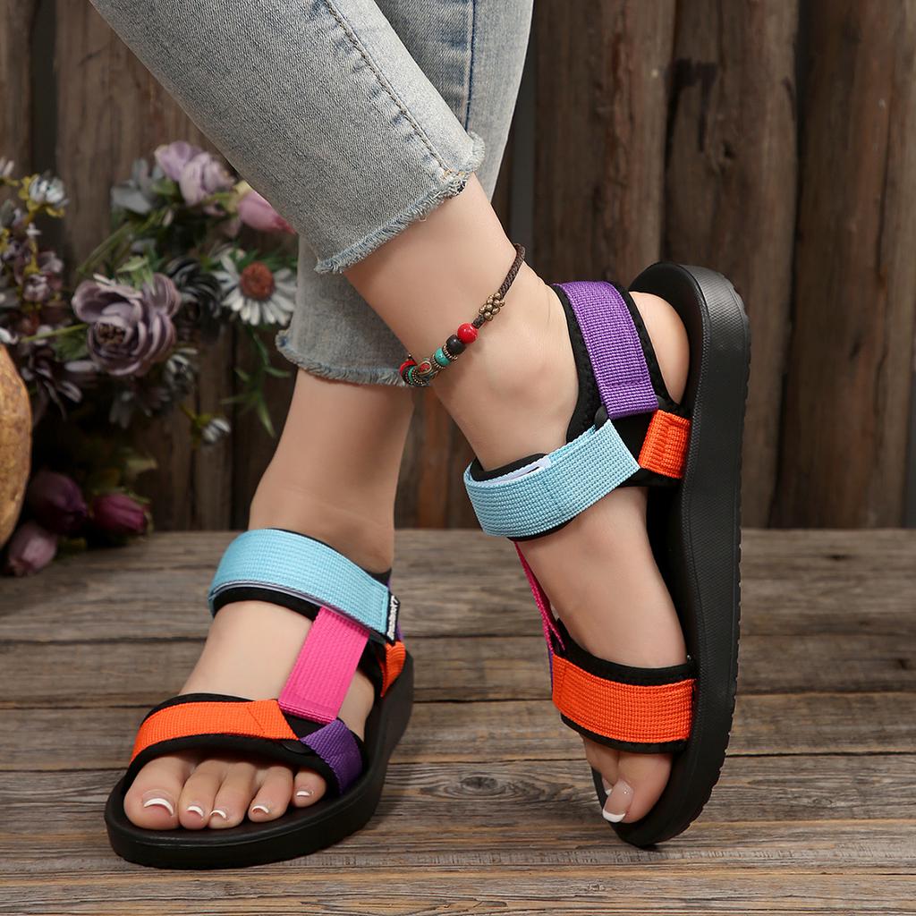 2025 Neue Sommer Damen Flache Sandalen Hanfseil Set Fuß Strandsandalen Outdoor All-Match Freizeitschuhe für Damen Große Größe Sandalen