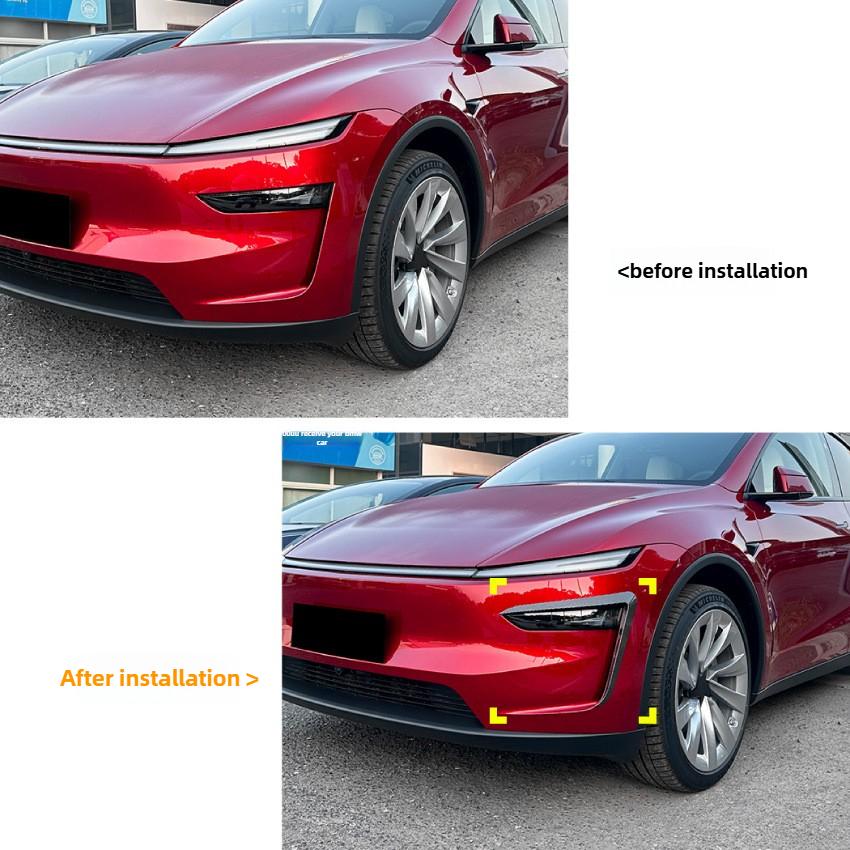 Per Tesla Model Y Juniper 2025 2025 Lampada Fendinebbia Anteriore Spoiler a Lama di Vento ABS Aspetto Carbonio Rivestimento Lama Copertura Protettiva Sopracciglio Luce