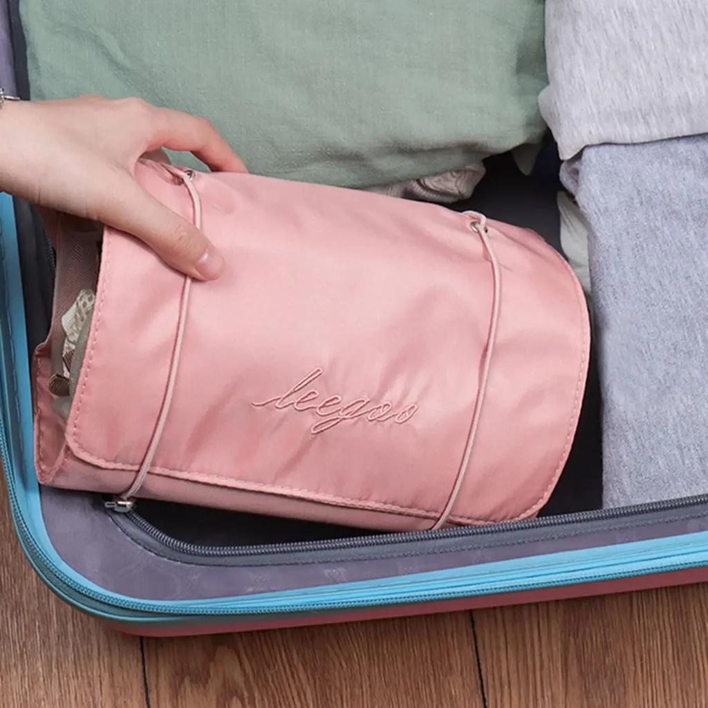 1PC-Travel Cosmetic Bag For Women Zipper Mesh Separable Cosmetic Pouch Ladies Foldable  Bag Rope Makeup Storage Bag