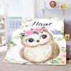 Personalized Name Blanket Cartoon Animal Digital Print Flannel Blanket Fun Gift Blanket