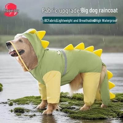 Zlatý retrívr 3D Dinosauří čtyřnohý pláštěnka pro středně velké až velké psy - Vodotěsná s krytím ocasu