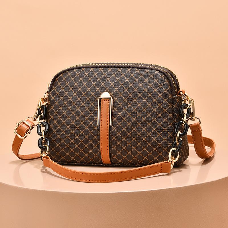 Popular Small Bag, New Printed Women's Shoulder Bag, Soft Leather Double-layer Large Capacity Crossbody Bag