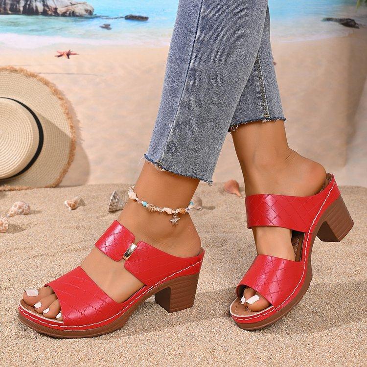 Pegged Heels Women's Shoes - New Style Thick Heels - Casual Slippers