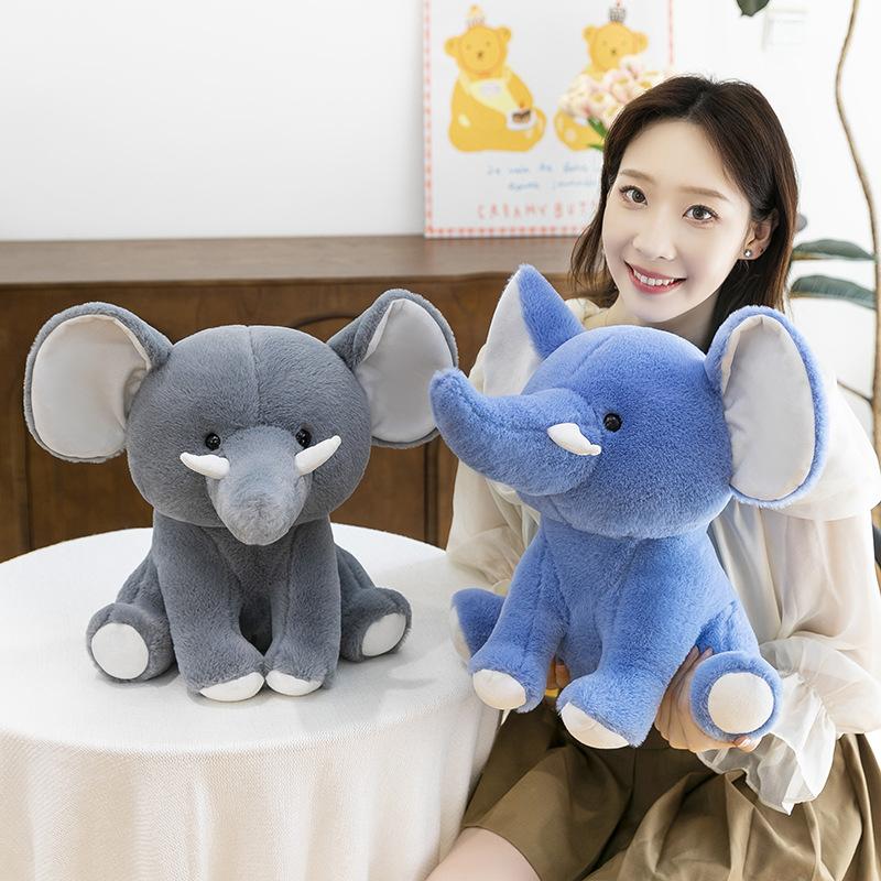 Big Ears Listening Baby Elephant Plush Toys Cozy Fluffy Siting Cartoon Elephant Doll Cuddly Kids Appease Doll Birthday Gift