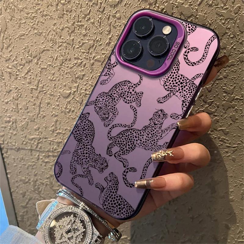 Black And Pink Leopard Print Phone Case ForiPhone 17 16 15 14 Pro Max 13 12 11 ShockproofBumper Cover Coque Shell Funda