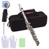 Piccolo Instrument White Copper Nickel Plated C Key Piccolo Flute for Beginners Students with Hard Case Cleaning Rod Cloth and Gloves