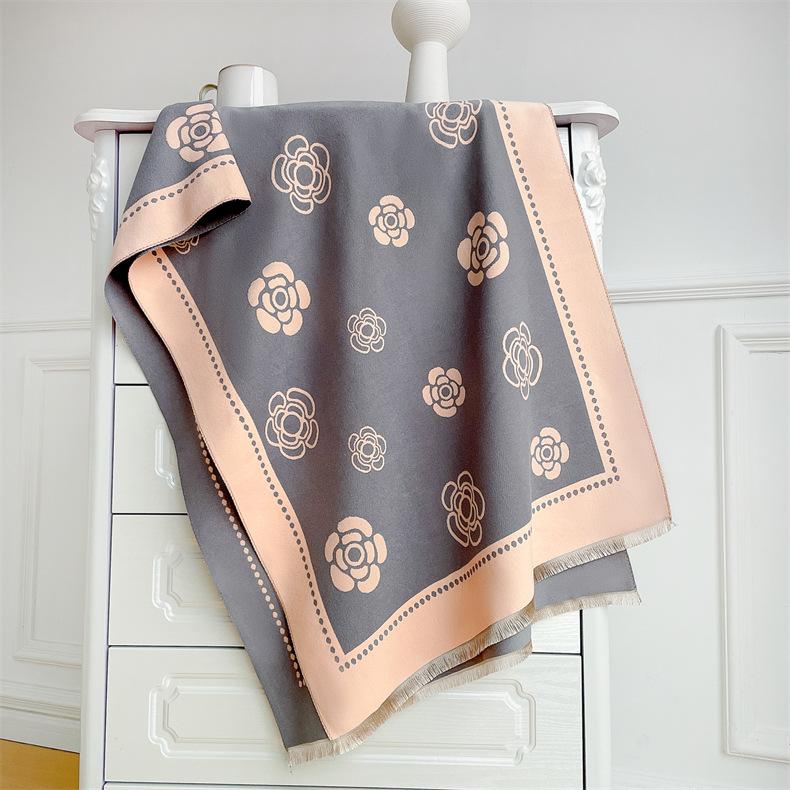 Autumn Winter Tassel Scarf Cashmere Women Pashmina Design Floral Wrap Female Thick Blanket Soft Bufanda Warmth Shawl Kerchief