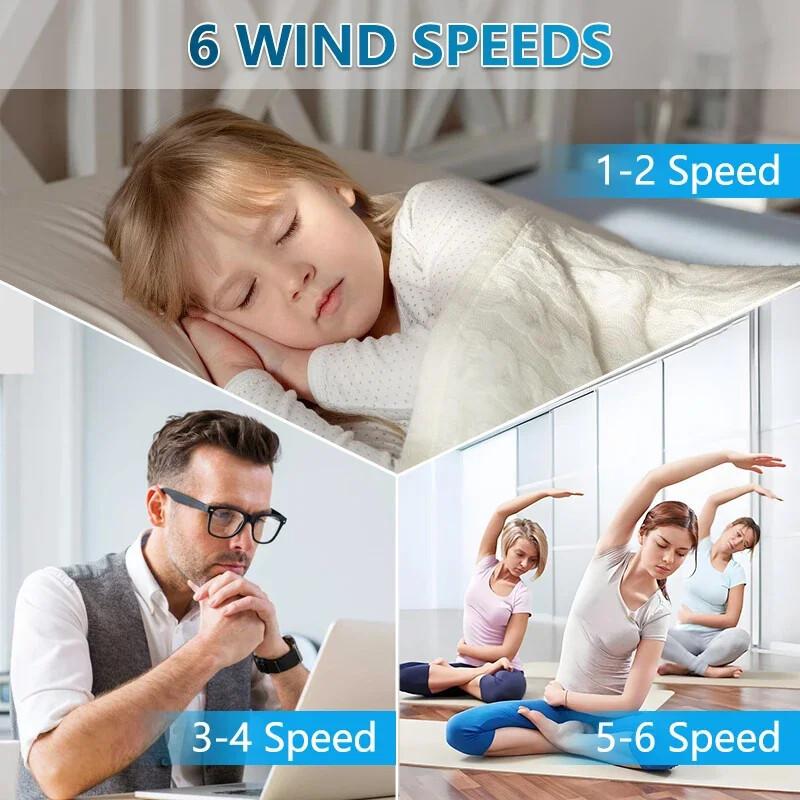 45/52" Nordic Ceiling Fan 35W DC Motor Low Noise Electric Fan 6 Wind Speeds Adjustable Home Restaurant Ceiling Fan