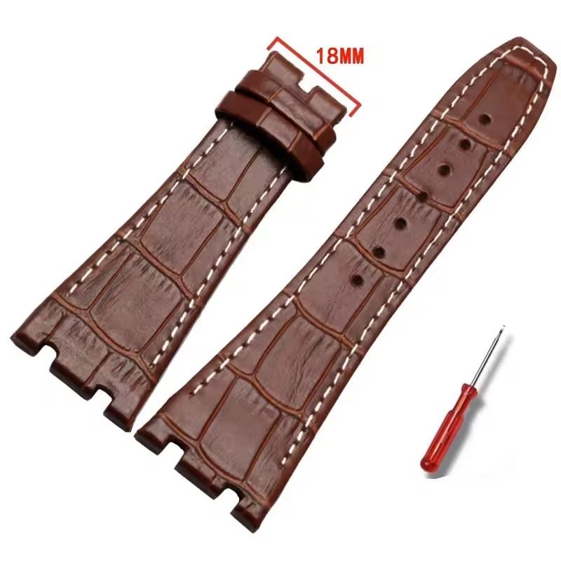 

Высококачественный кожаный ремешок для часов Audemars Piguet AP15400 15703 15500 Серия Royal Oak Мужской часовой ремешок Двойной вогнутый интерфейс 26 мм 26mm