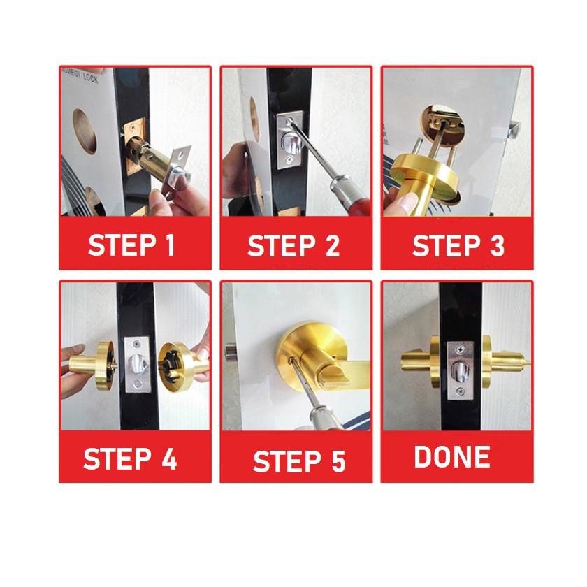 Anti-theft Door Lock Set Tubular Lever Cylindrical Door Lock Indoor Room Door Mechanical Lock