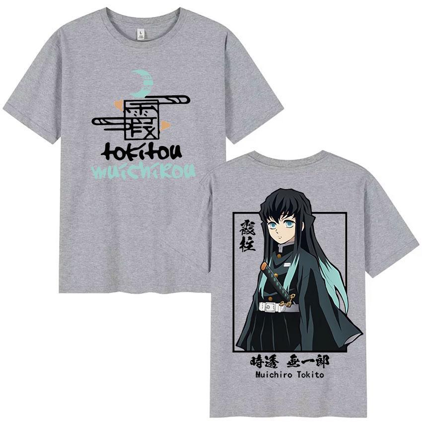 Anime Muichiro Tokito Vintage Graphic Tee Shirt Mens Women Clothing Fashion Oversized T-Shirts Gothic High Street Cotton T-Shirt