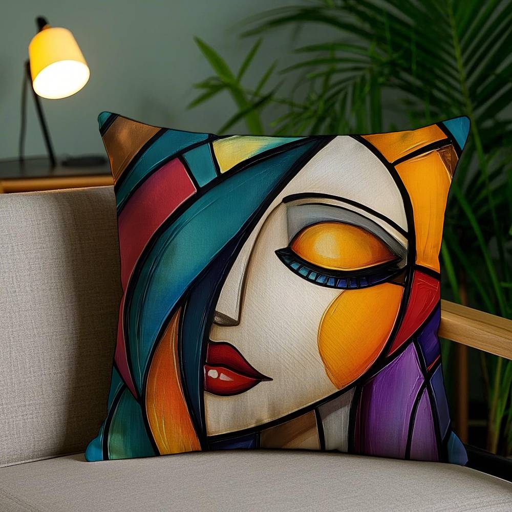 Square Bright Color Flower Girl Pillow Case Anti-dustmite Pillowcase Invisible zipper silky short plush Sofa cushion cover