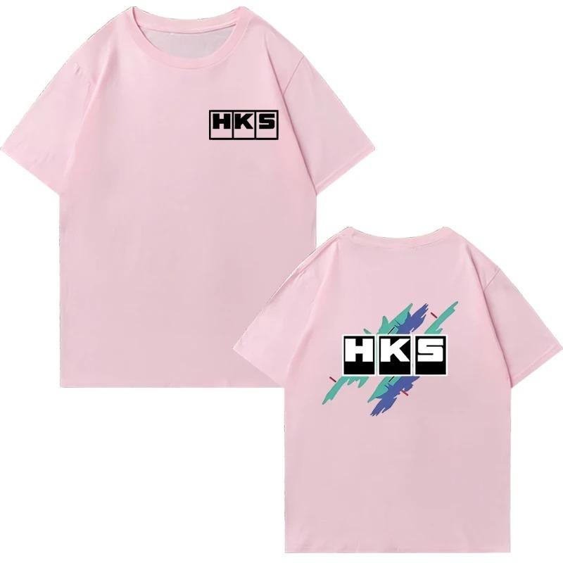 Japanese JDM Improved HKS Endless Car Graphic Short Sleeve T-shirts Cotton Men Women Oversized Tee Shirt Double Sided Unisex Top