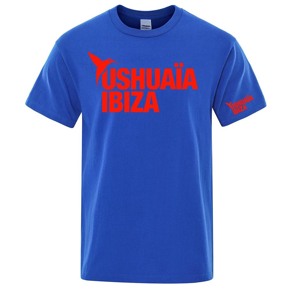 Zcela nové 100% bavlněné tričko 2026 Unisex s potiskem loga Ushuaia Ibiza Jednobarevné Kulatý výstřih Krátký rukáv Prodyšné tričko