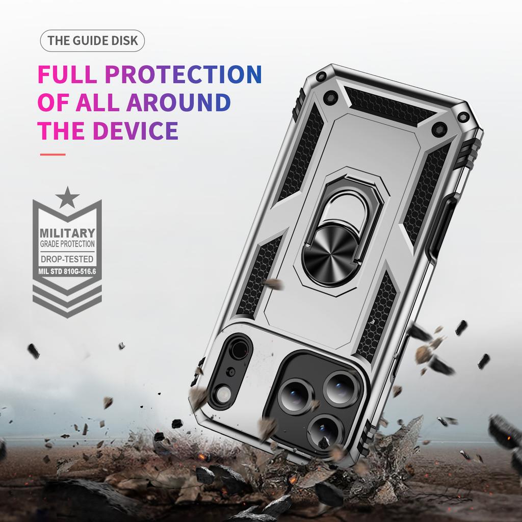 Robusteste Hitzeschutz-Armor PC+TPU Handyhülle Für IPhone 17 Air 16e 15 14 Plus 13 12 Pro Max Stoßfeste Auto-Magnetringhalter-Abdeckung