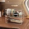 Portable Vanity Cosmetic Storage Box with Lid, Transparent Durable Organizer for Lipstick Eyeshadow Makeup Brushes