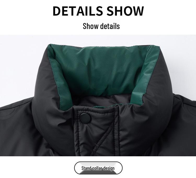 Herren Grüne Weiße Entendaunen Winterjacke - Stehkragen, Dick, Warm, Modisches 2025 Design