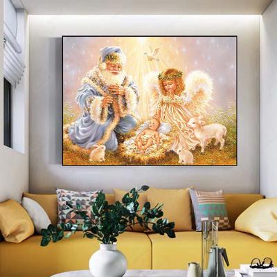 Broderie Diamant 5d DIY Ange Fille&bébé Peinture Diamant Point de Croix Strass Forage Rond Complet