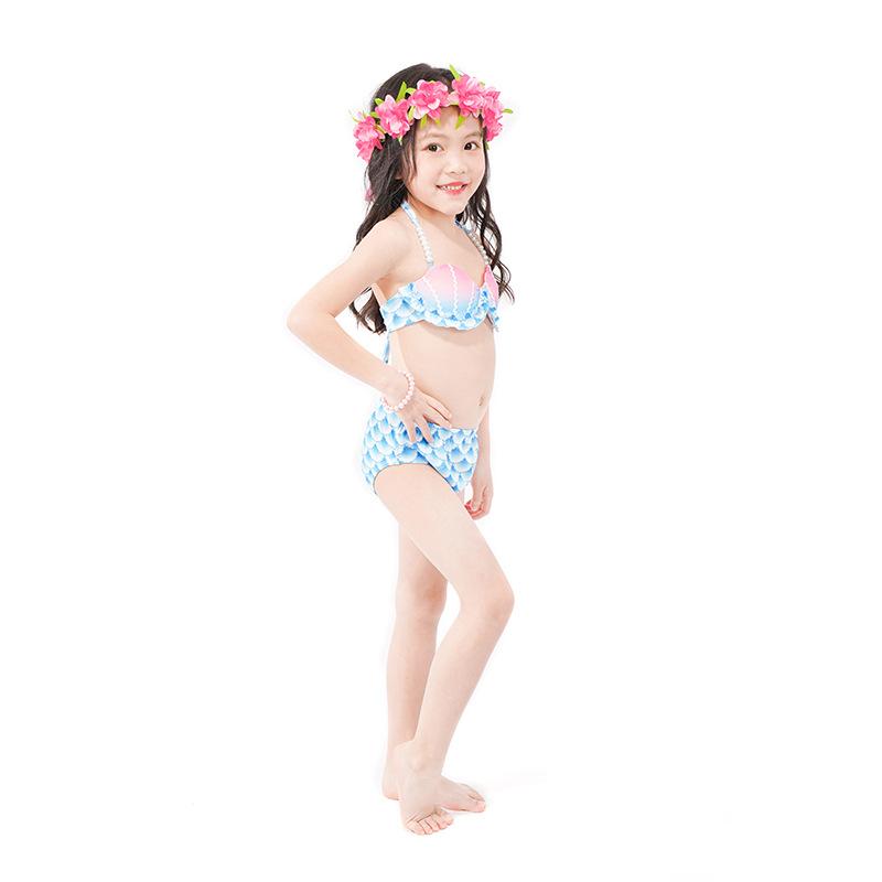 Girls Swimsuit New Bikini Swimsuit Cross-border Hot-selling Mermaid Ins Wind Children Medium and Large Children Soak In Hot Springs