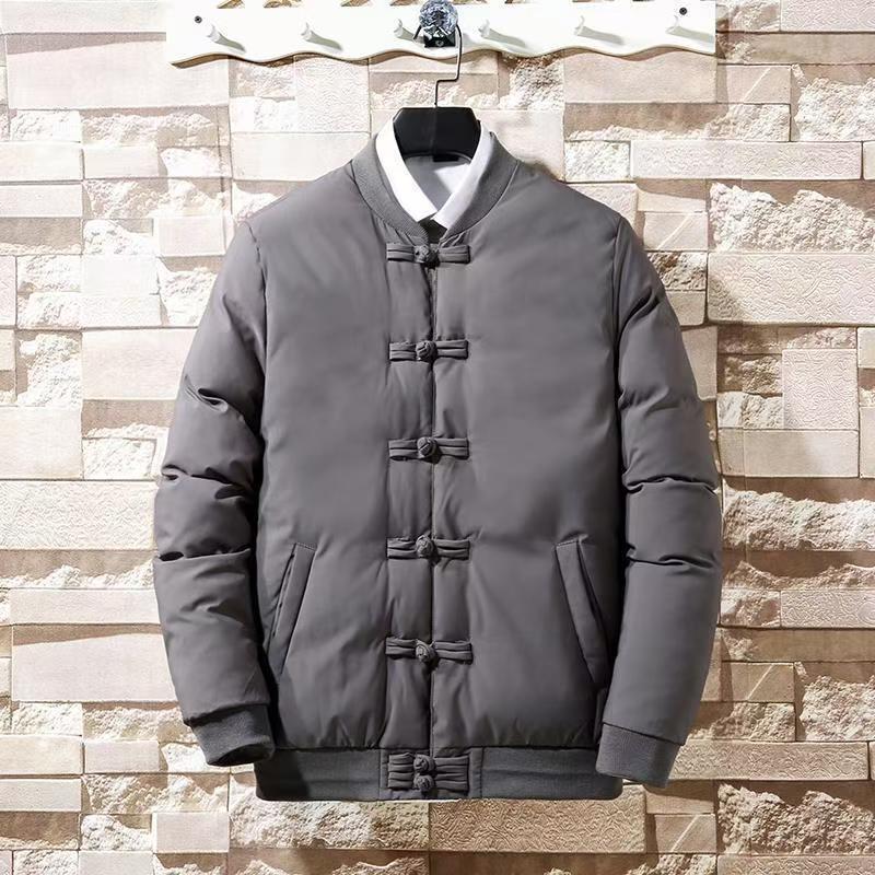 Herren Warmer Baumwollmantel Chinesischer Stil Retro Geknöpft Herren Baumwolljacke Verdickt Tang-Dynastie Antiker Stil Jacke Herren