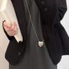 Sliver Color Long Necklace Stereo Heart Shape Clothes Jewelry Mini Bag Pendant  For Women Men Gift