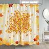Fall Maple Leaves Shower Curtains Rustic Farm Sunflowers Pumpkins Haystacks Autumn Thanksgiving Fabric Bathroom Decor With Hooks