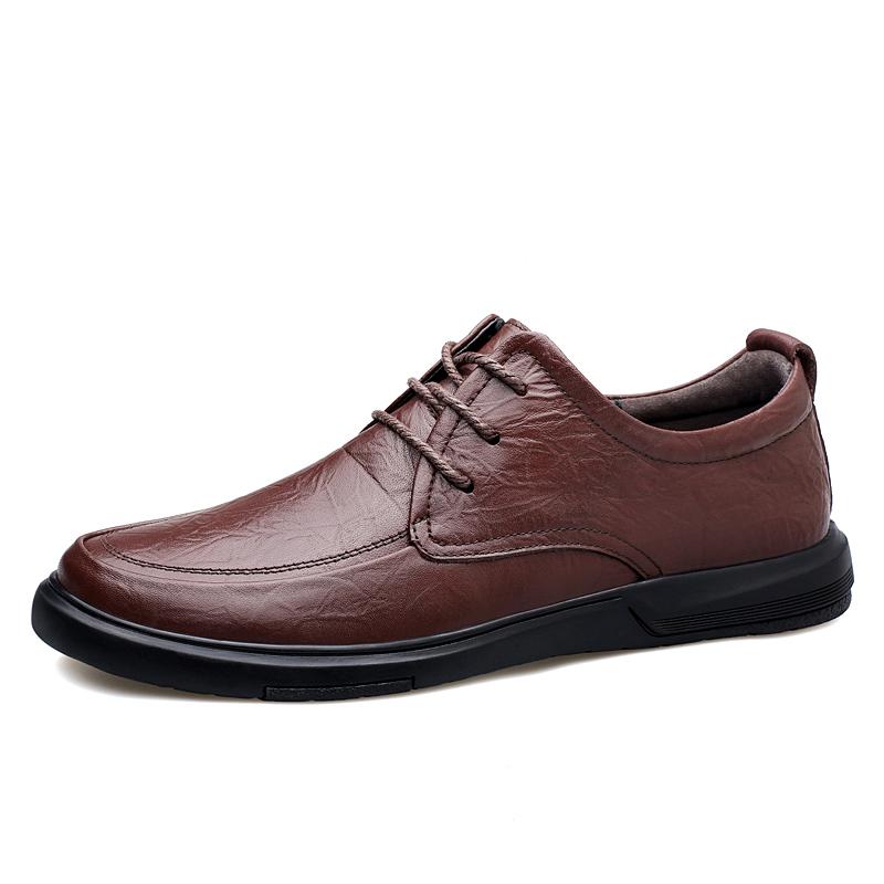New Business Leather Casual Lace Up Oxford Shoes for Men’s Comfortable Anti-Slip Outdoor Slip On Sneakers Fashion Retro Leisure