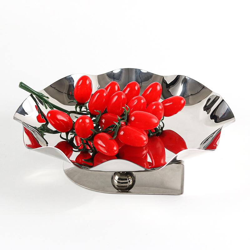 Minimalist Soft Decoration Suspended Lace Stainless Steel Fruit Plate Ornaments Model Room Designer Art Hotel Storage Tray