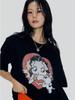 CNVS Betty Boop Heart Bust Oversized Short Sleeve T-Shirt_Black
