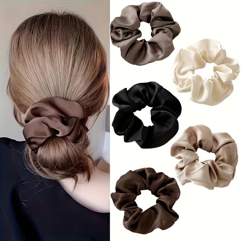 Elegant Satin Hair Scrunchies for Women - Soft Imitation Silky, Minimalist Design, Perfect for Parties & Holidays, Solid Color, Hair Ties