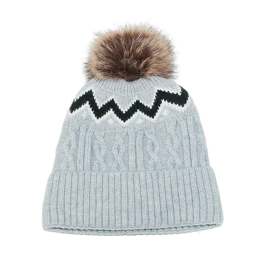 Temu Autumn and Winter New Wool Hat 8-figure Braid Wave Knitted Hat Velvet Ski Hat Women's Winter