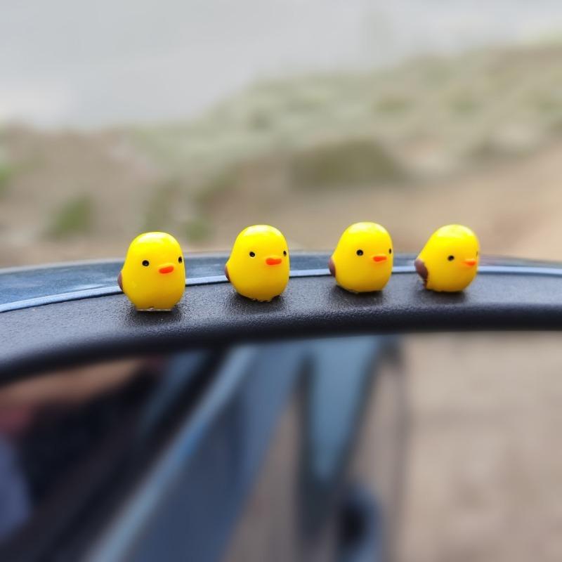 Cute Mini Chickens Car Dashboard Accessories Fun Chicks Car Rearview Mirror Decor Interior Ornaments Fairy Garden Home Car Gifts