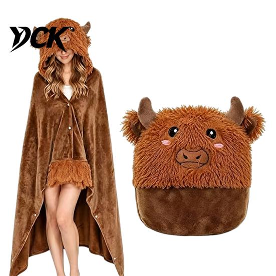 Animal Themed Blanket Wearable Hoodie, Adults Oversized Fleece Sweatshirt Lightweight Warm Sleepwear, Halloween Cosplay Costume Plush Hooded